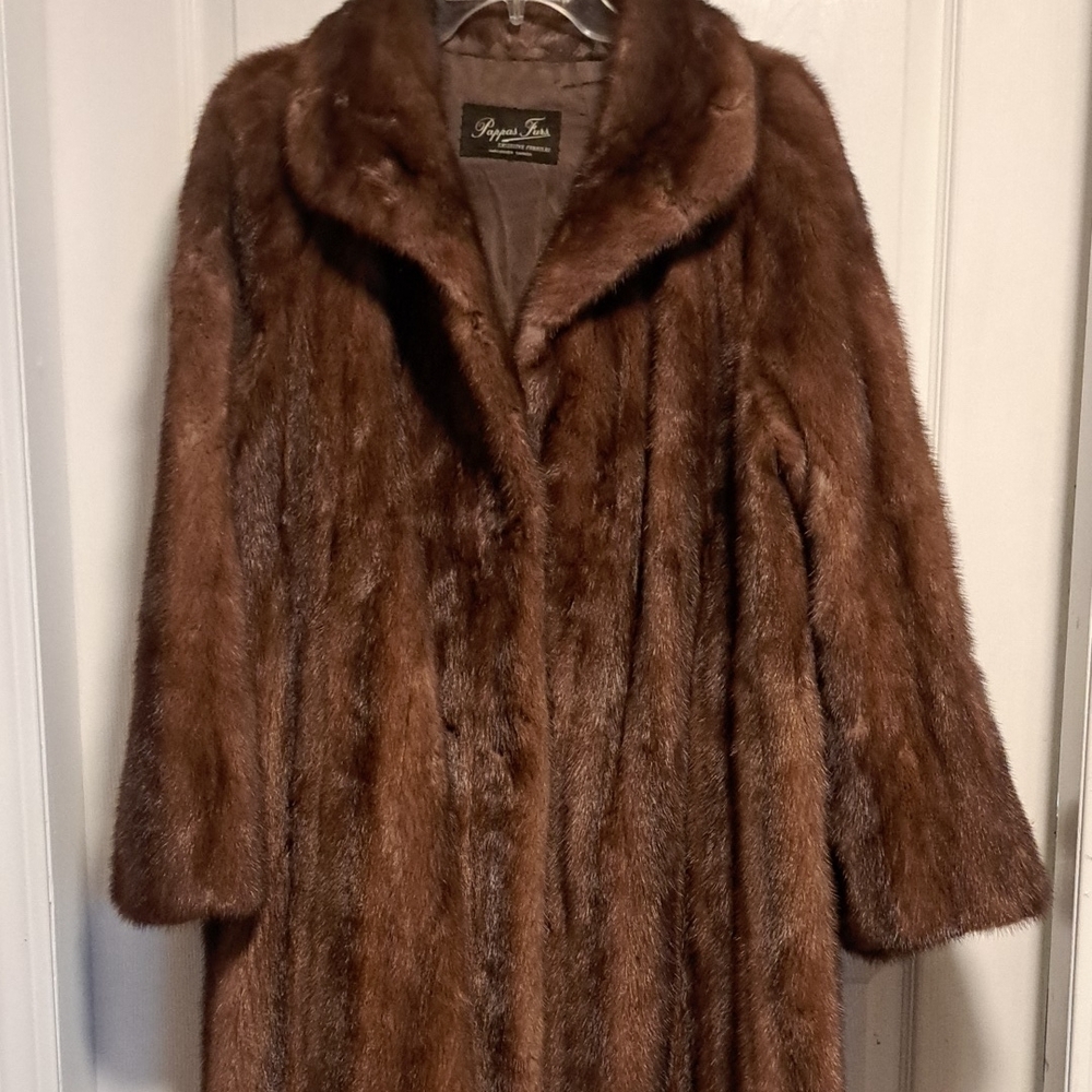 Real Mink Brown Fur Coat 3/4 length size L
